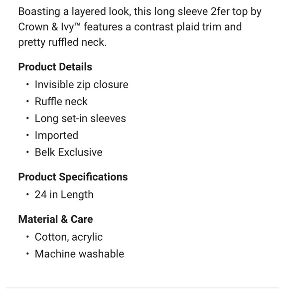 Crown & Ivy sweater. With contrasting pleated neckline & cuffs. Petite large - Picture 4 of 9